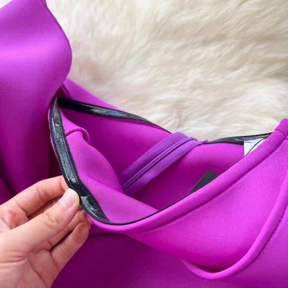 Elegant Purple Satin One-Shoulder Dress with Bow Detail Back Zipper Plus Size - Picture 4 of 6